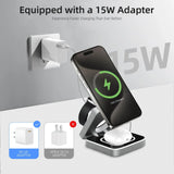 Travel Magnetic Wireless Charging Station 3 in 1 for IPhone 15 14 13 12 Pro/Max,Apple Watch 8, AirPods 3/2,Foldable Phone Hold