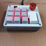 USB Multimedia Controller Custom Shortcut Keypad with Rotary Knob, Red Backlight, Type-C Interface for Audio & Playback Control