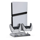 -For PS5/Slim Pro Multi-Function Cooling Base With Dual Wireless Controller Mobile Hard Disk Storage Rack