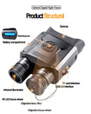 NV600 Night Vision Device Binoculars 650 Yards Digital IR Telescope Zoom Optics Photos Video Recording Hunting Camera