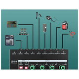 GAX-LQ04 4-Channel Mixer 4-Channel Headphone Amplifier Sound Card Mixer Recording Interface With Dj Mixer Audio EU-Plug