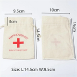50pcs Wedding Favor Holder Bag Hangover Kit Bags for Guests Gift Red Cross Cotton Linen Pouches Festival Event Party Supplie