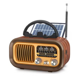 Retro Portable Radio - AM/FM/SW, Bluetooth, Solar/D Battery/USB-C, TWS, TF/USB Playback, Vintage Sound