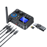 Bluetooth 5.4 Audio Transmitter Receive Support AUX/COAXIAL/SPDIF/TF/U disk with LCD Display for Home Stereo TV Speakers PC