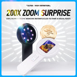 V19 Handheld Mini Digital Magnifier Microscope 200X Zoom 12MP HD Anti-shake Electronic Magnifying Glass with 8 LEDs 2inch IPS