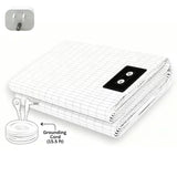 Grounding Sheet for Better Sleep & Wellness - Conductive Cotton and Silver Fitted Sheet with Earthing Cord, Machine Washable