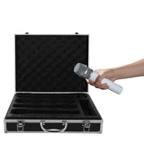 Microphone Carrying Studio with Sponge Vocal Microphones Hard Case Instrument Box for 4 Mics Storage Broadcast Equipment Mixer