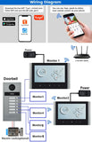 1080P Tuya Smart Video Doorphone for Multi-Apartment Metal Doorbell Video Intercom System 7inch Monitor with RFID Card Unlock
