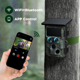 4K 60MP Wildlife Trail Camera, Solar Powered, WiFi, Dual Lens, 13MP, SONY Native Sensor, App Settings for Outdoors