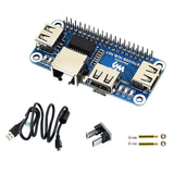 Raspberry Pi Zero 2W USB to RJ45 Ethernet Adapter with USB 2.0 Hub Expansion Board