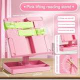 Liftable Reading Rack Adjustable Large Capacity Reading Stand Book Holder with Pencil Case Base Reading Storage Artifact