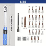32-Piece 1/4" Torque Wrench Set for Mountain Bikes Adjustable Preset Torque Ratchet Kit Precision Bicycle Repair Tool