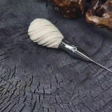 Leather Awl Set with Antler Handle & 2 Replaceable SKD11 Steel Awl Needles (French Style/Round Hole)