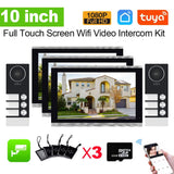 TUYA WiFi Video Doorphone 10inch Screen Monitor 2pcs RFID Camera APP Unlock Multifamily Apartment Building Access Control System