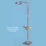 304 Stainless Steel Composite Emergency Shower Eyewash，Factory Inspection Vertical Double Eye Washing Shower Set