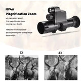 NV4A Infrared Night Vision Monocular 4X Zoom HD Video Camera Device Round Screen Crosshair Attach Night Hunting IR Digital Scope