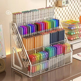 Durable Acrylic Pen Holder 3/4/5 Layers Multi-Compartment Desktop Organizer Clear Stationery Storage Supplies Home Office