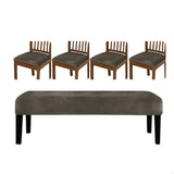 New 5Pieces Elastic Trimmed Chair Cover Set Silver Fleece Nonslip Feature for Home Office