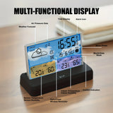 Digital Weather Station Transparent Temperature Humidity Meter Alarm Clock Calendar Forecast Trend In/Outdoor Hygrothermograph