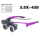 Premium Lab Magnifier with LED Headlight Optical Lab Loupes for Dentist Binocular Magnifying Glasses with Headlamp for Surgery