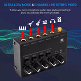Ultra Low Noise 4 Channel Line Stereo Mixer 4 Input 1 Output DC 5V Mini Audio Mixer For Live Studio Recording