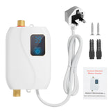 Instant Water Heater 220V 3500W White Mini Electric Tankless Hot Water Heater with LCD Display for Shower Bathroom Kitchen