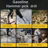 High Power Gasoline Hammer Drill Portable Reaming Machine Hole Drill Hammer Broken Impact Drill Hammer Machine Set Hand Tools