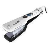 Black Titanium Tourmaline Steam Hair Straightener – Professional Fast Steamer & Flat Iron, Non-Damaging for All Hair Types