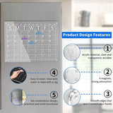 E-Easy To Use-1 Set Acrylic Dry Erase Board Dry Erase Board Calendar For Fridge, 16X12 Inches Clear Dry Erase Calendar Includes