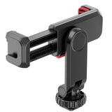 Multi-functional Phone Holder Clamp 360° Rotatable Dual Cold Shoe Mounts Plastic Black 6cm-9cm Clip Width 51g for Smartphone