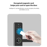 Fingerprint Password Lock Entry Door Graffiti Cat Eye Smart Wooden Household Anti-theft Door Smart Lock