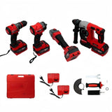 Brushless Electric Tools Screwdriver  Electric Hammer Angle Grinder Electric Wrenches Combination Set with 4 Batteries