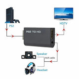 PS2 to HDMI-compatible 480i/480p/576i Audio Video Converter Full 1080P Adapter with 3.5mm Audio Output for All PS2 Display Modes
