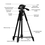 3366 Camera Tripod Adjustable Height 48cm-141cm Black Phone Live Broadcast Tripod Lifting Axis Multi-function