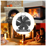 Black Fireplace Fan With 6 Blades Heat-powered Stove Fan No Battery or Electricity Required Log Wood Burner Eco Quiet Fan