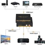 HDMI-Compatible Audio Extractor Optical Toslink SPDIF + RCA Audio Embedder 1080P 3D Suit for Fire Stick Xbox Laptop