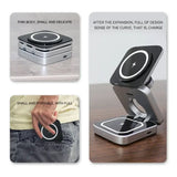 Travel Magnetic Wireless Charging Station 3 in 1 for IPhone 15 14 13 12 Pro/Max,Apple Watch 8, AirPods 3/2,Foldable Phone Hold