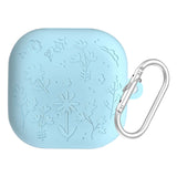Engraved Flower Protective Skin Cover for Samsung Galaxy Buds4/4Pro Protective Earbuds Case with Keychain Scratch-Resistant