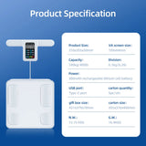 Eight-Electrode 180KG Smart BodyScale with Touch Control and USB Power for Connectivity LCD Display