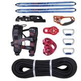 H Professional Outdoor Park, Backyard, Kindergarten Zip Line Kit with Harness