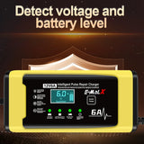 12V 6A Car Battery Charger Electric Motorcycles Charger Car and Motorcycle Battery Charging Unit for Lead-Acid AGM GEL Batteries