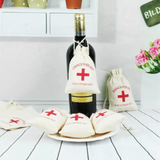 50pcs Wedding Favor Holder Bag Hangover Kit Bags for Guests Gift Red Cross Cotton Linen Pouches Festival Event Party Supplie
