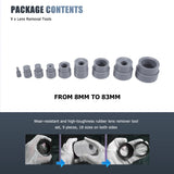 9PCS Lens Repair Tool Kit For Camera DSLR Ring Removal Rubber 8-83Mm Photo Studio Accessories