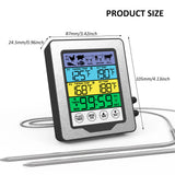 Color Touch Screen Digital Food Temperature Gauge Cooking Meat Thermometer with Dual Temperature Probe, Digital Oven