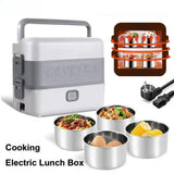 2.4L Double-layer Heated Lunch Box 220V Electric Heating Insulated Lunch Box 304 Stainless Steel Inner Pot Lunch Heater