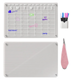 2 Pcs Acrylic Magnetic Dry Erase Board Planner Board For Refrigerator (16Inx12in)