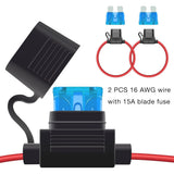 2Pcs Waterproof Standard Inline Fuse Holder 10/12/14/16/18  AWG Wire ATM Blade Fuse 10A 15A 20A 30A 40A for Boat RV  Truck