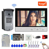 9 Inch Tuya Wifi Smart 1080P Video Door Phone Intercom System With 1Monitor and Doorbell Camera and 1 Lock Set Phone APP Unlock