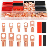 150pcs Battery Cable Ends Awg 2 4 6 8 10 Gauge Wire Connectors ,Battery Terminal connectors Cable Lugs Ring Heat Shrink Tubing