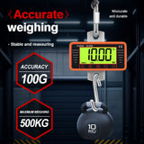 500kg/1100lbs Heavy-Duty Digital Hanging Scale Portable Weighing Tool for Steel Industry Construction Sites and Outdoor